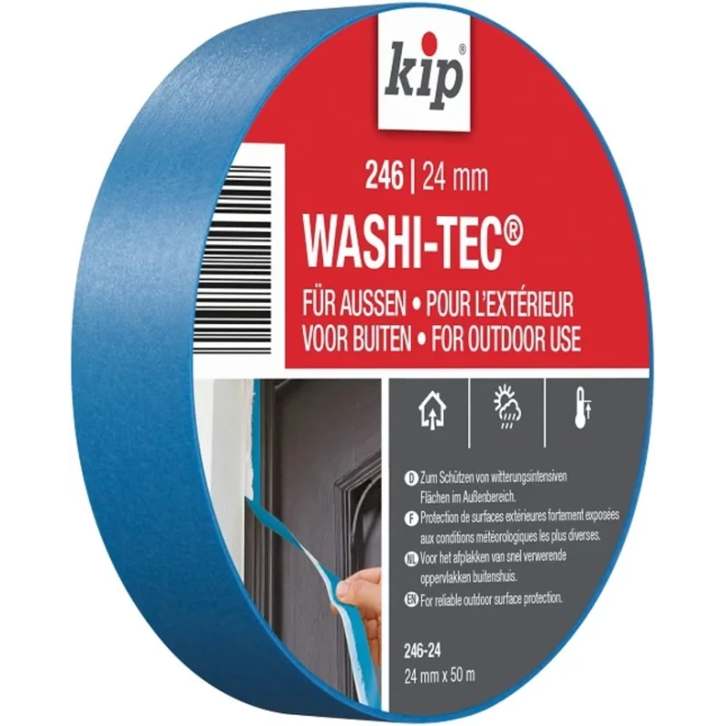 KIP Blue Washi Tec Masking Tape 24mm Width x 50m Length, Acrylic Adhesive, 0.1mm Thickness, Model 246-24 222845