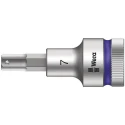 Wera 7 mm Hexagon Socket with 1/2 in Drive, Chrome Vanadium Steel, 21.5mm Overall Length 05003823001