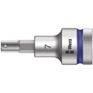 Wera 7 mm Hexagon Socket with 1/2 in Drive, Chrome Vanadium Steel, 21.5mm Overall Length 05003823001