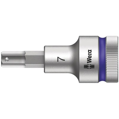 Wera 7 mm Hexagon Socket with 1/2 in Drive, Chrome Vanadium Steel, 21.5mm Overall Length 05003823001