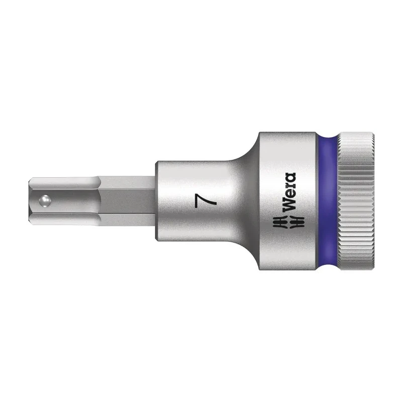 Wera 7 mm Hexagon Socket with 1/2 in Drive, Chrome Vanadium Steel, 21.5mm Overall Length 05003823001