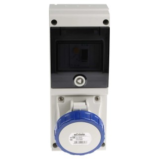 Scame Wall Mount Industrial Power Connector, Rated 32A 230V, IP67 Blue 2P+PE 