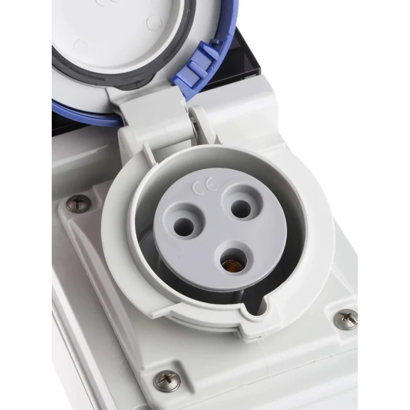 Scame Wall Mount Industrial Power Connector, Rated 32A 230V, IP67 Blue 2P+PE 