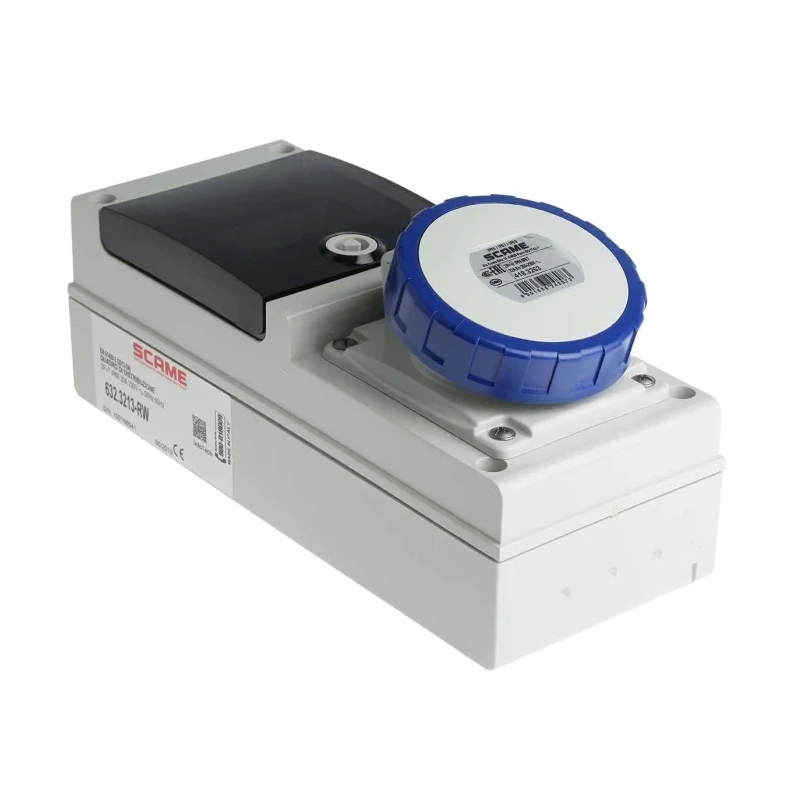 Scame Wall Mount Industrial Power Connector, Rated 32A 230V, IP67 Blue 2P+PE 