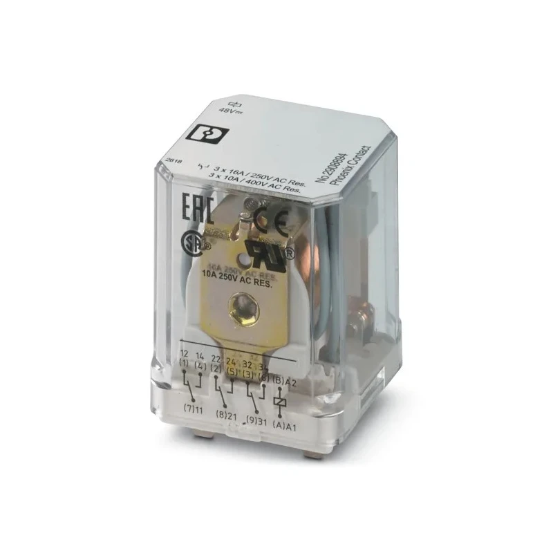 Phoenix Contact DIN Rail Power Relay 48V DC Coil 16A Switching Current TPDT 2908894