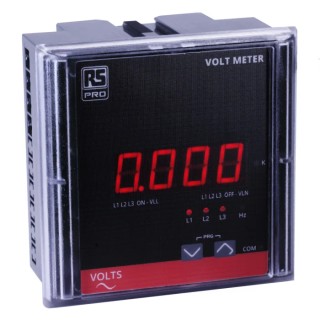 RS PRO Digital Voltmeter AC/DC Digital Display 4-Digits Class 1.0 90 mm x 90 mm 179-7574