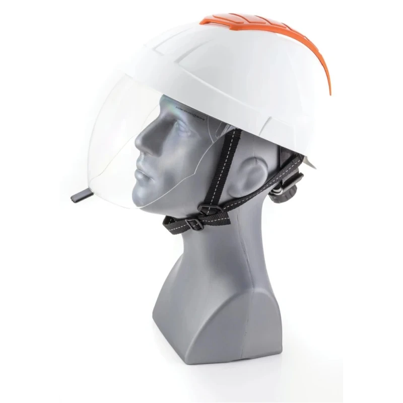 Skytec White Adjustable Safety Helmet with Integrated Eye Shield and Crashbox Impact Absorption System 22EMA1103100
