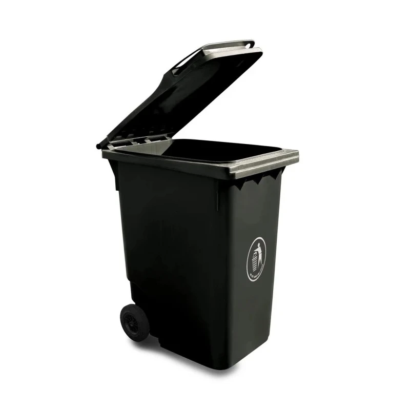 RS PRO 360L Grey Flip Polyethylene Waste Bin with Wheels, Flip Lid, 1.1 m Height 221-1600
