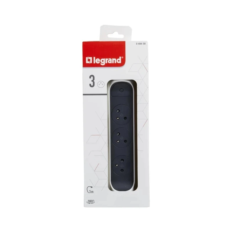 Legrand Extension Lead 3m 3 Socket Type E, 16A Current, 3680W Power, RoHS Compliant 049458