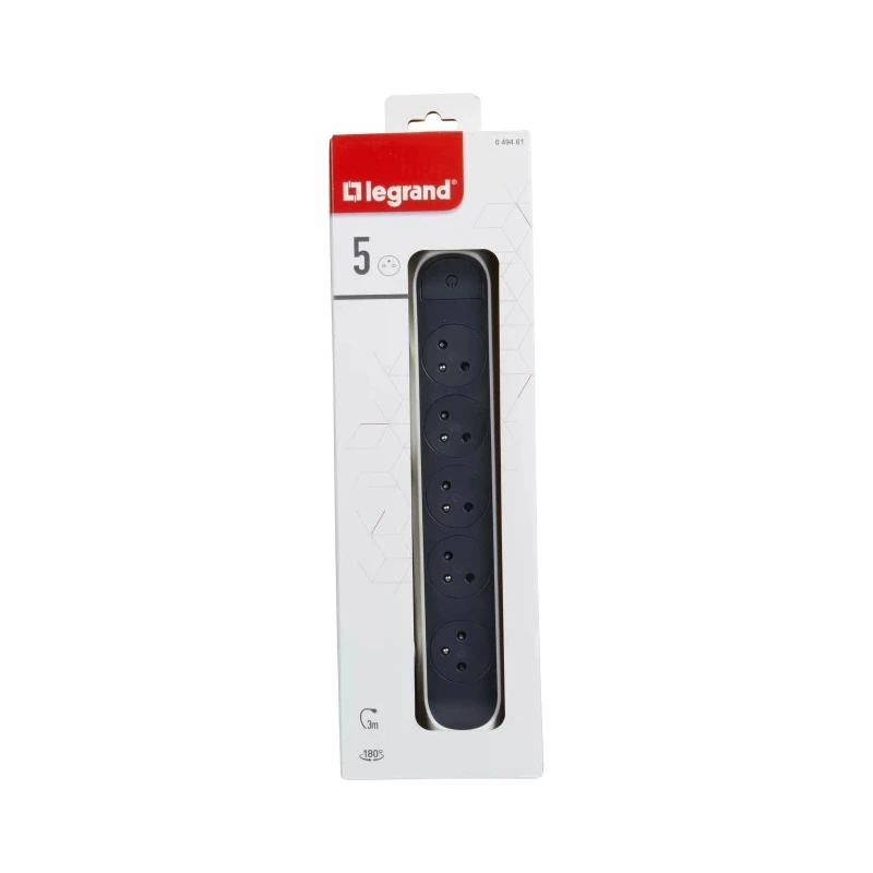 Legrand 3 m 5 Socket Type E Extension Lead 16A 3680W with IK 04 Impact Resistance 049461