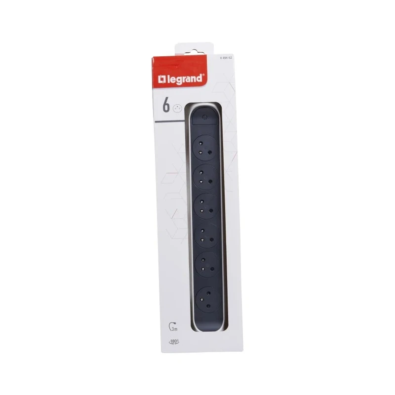 Legrand 3 m 6 Socket Type E Extension Lead with 16A, 3680W Rating 049462