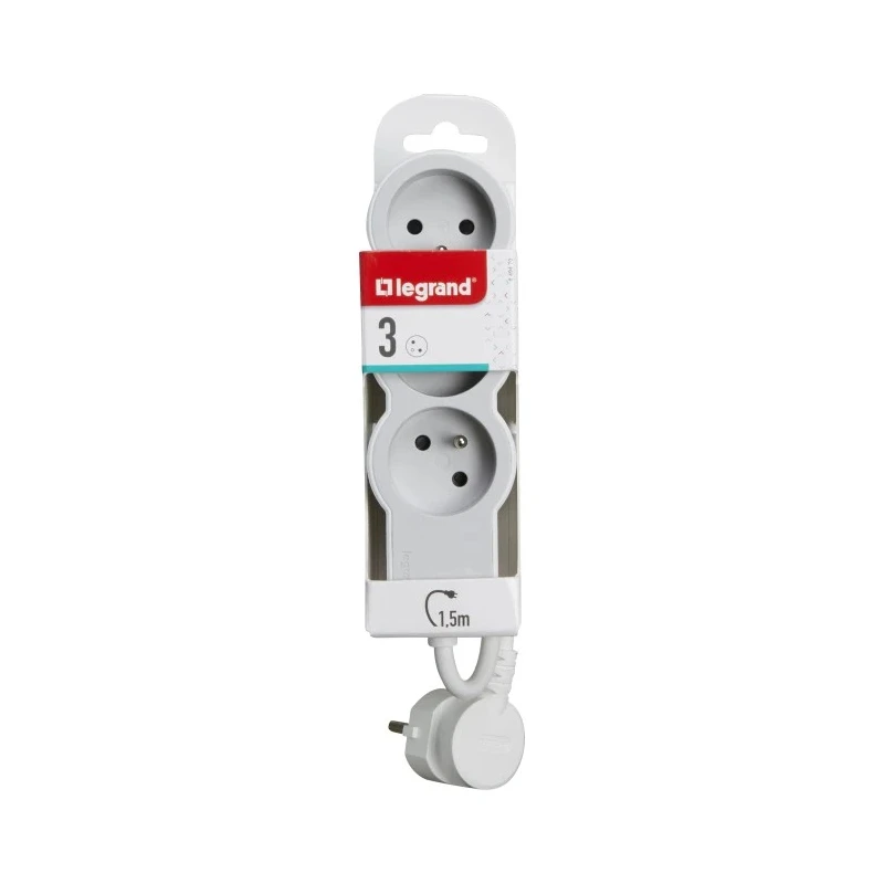 Legrand Extension Lead with 1.5 m Cable, 3 Socket Type E, 16A, 3680W, RoHS Compliant, Model 049470