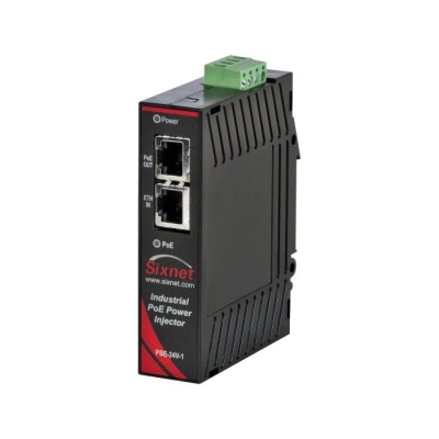 N-Tron Industrial 1 Port PoE Injector 24V DC Input 15.4W Power, 48V DC Output EB-PSE-24V-1A