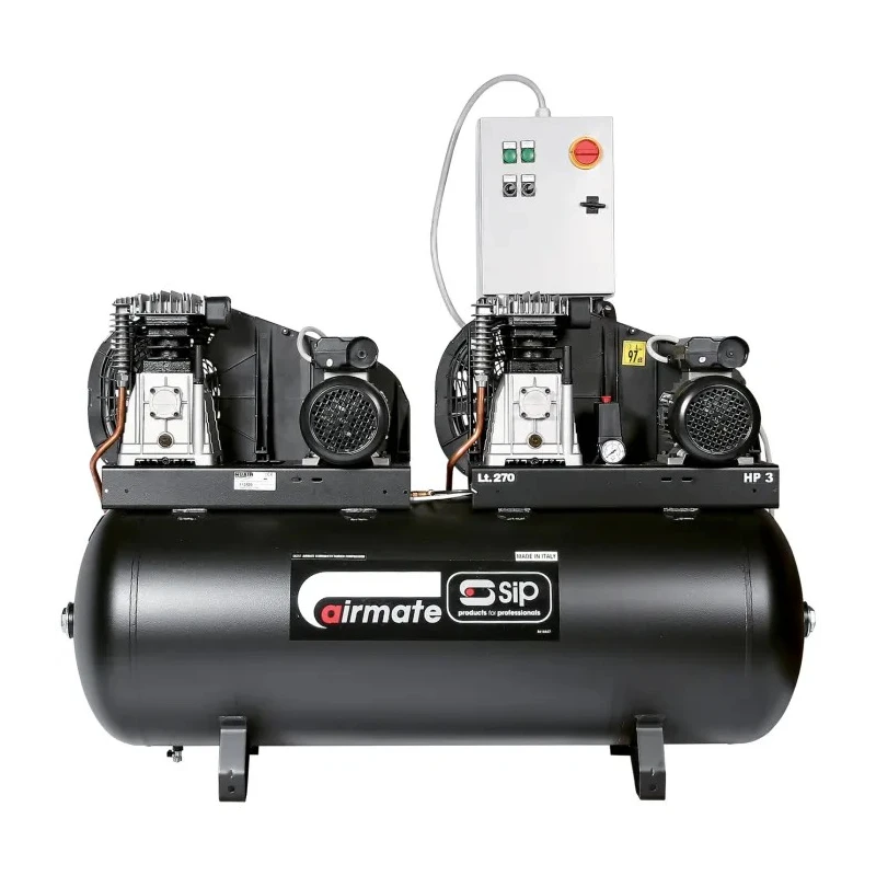 SIP Stationary Air Compressor, 10 bar max pressure, 170 kg, 270 L Tank Capacity, 230V, 2x 3.0 hp Motors, Belt-Driven 5251