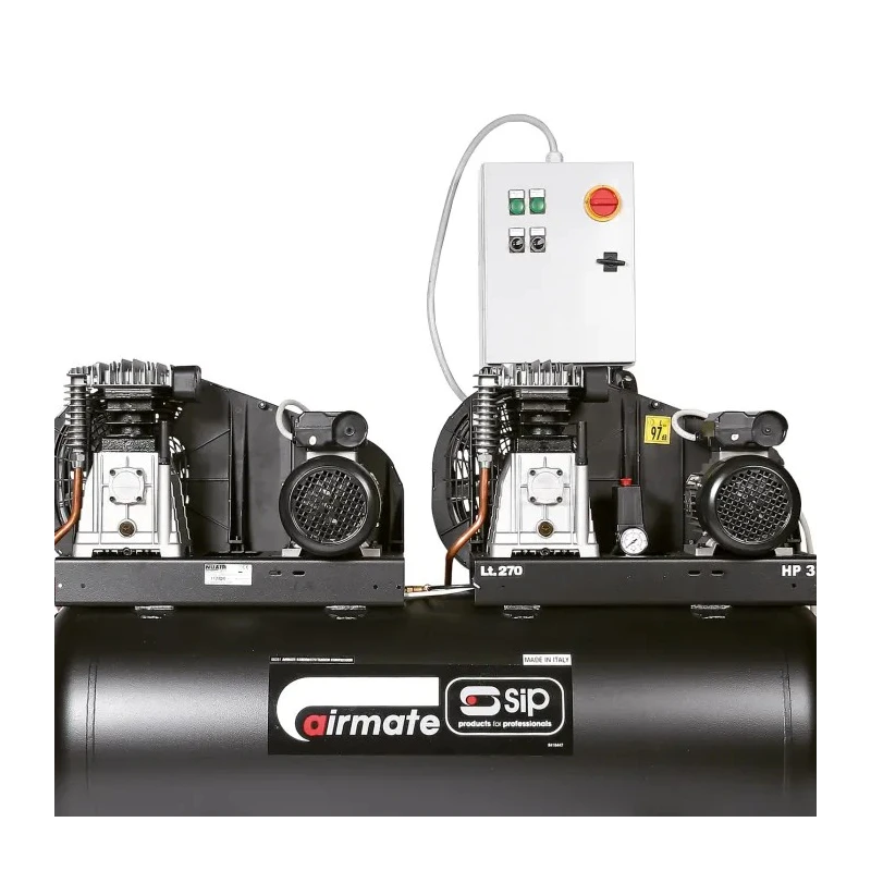 SIP Stationary Air Compressor, 10 bar max pressure, 170 kg, 270 L Tank Capacity, 230V, 2x 3.0 hp Motors, Belt-Driven 5251