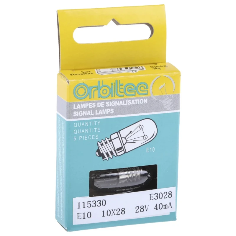 Orbitec E10 Indicator Light Clear 28V 40mA 1000h Lifespan RoHS Korea E3028