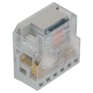 Finder Panel Non-Latching Relay 12V AC Coil Voltage 10A Switching Current DPST 26.02.8.012.0000