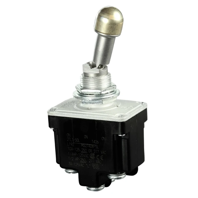 Honeywell Technologies Toggle Switch, Bushing Mount, Latching, DPDT, Screw Terminal, 28 V dc, 125 V ac 2TL1-50L