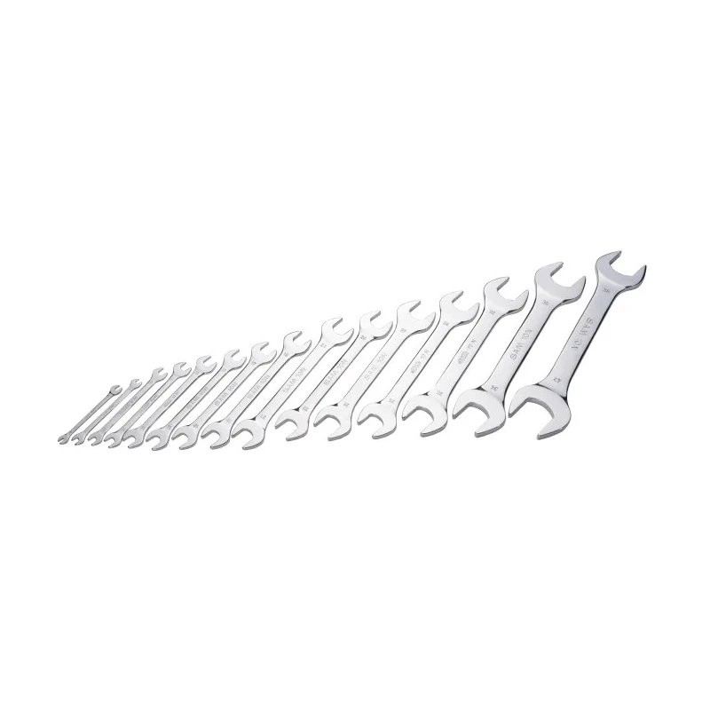 SAM 15-Piece Open End Spanner Set, Sizes 4 x 5 to 38 x 42 mm, Chrome Vanadium Steel 10N-J15P
