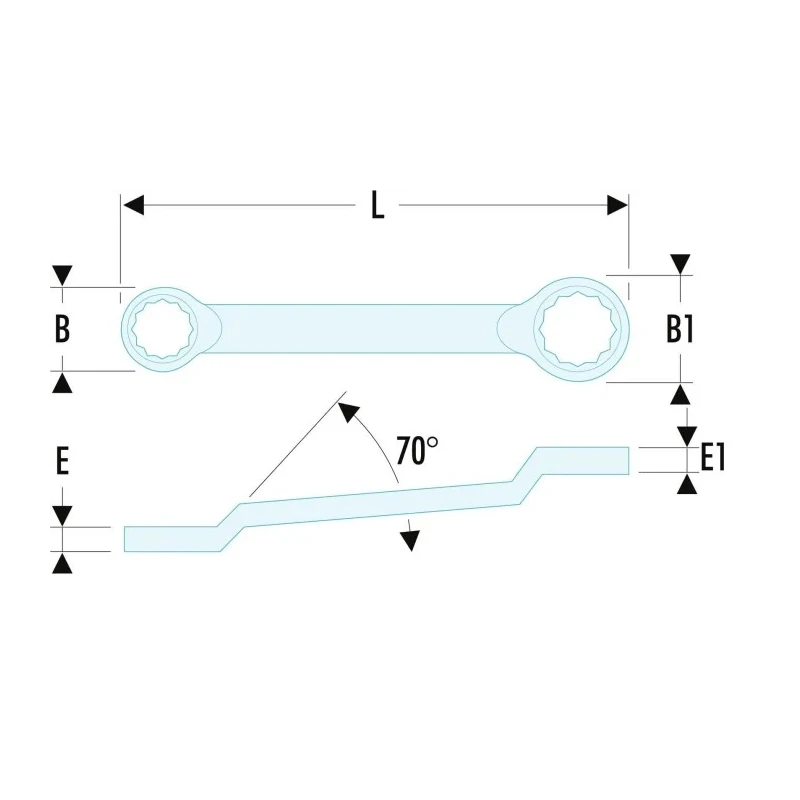 Facom Metric Offset Ring Spanner 8 x 10 mm, Chrome Finish, 182 mm Overall Length 55A.8X10