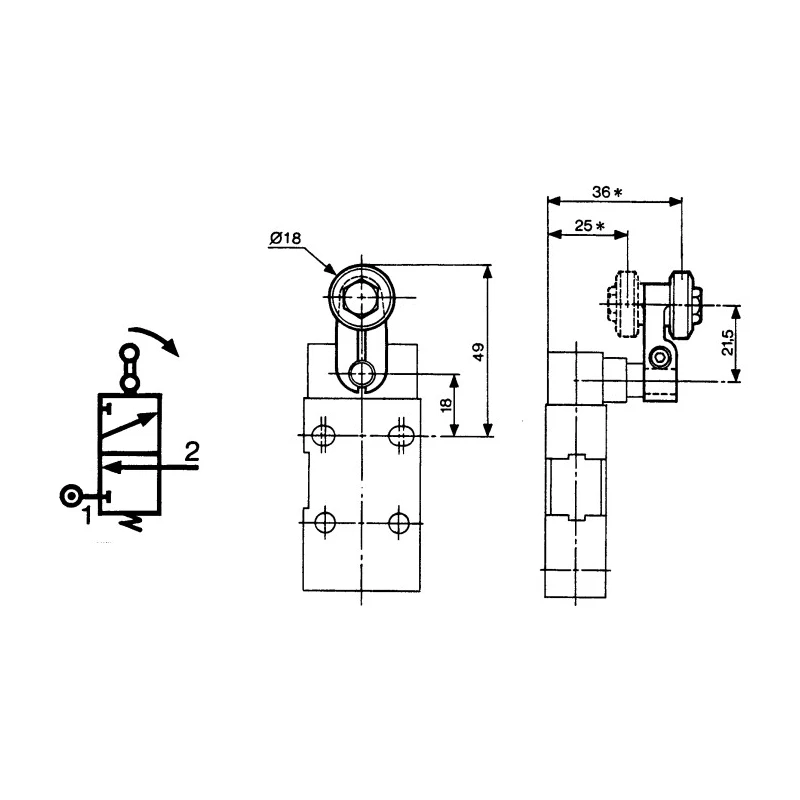 Crouzet Rotary Knob Pneumatic Manual Control Valve Compact Series, BSP Thread, Maximum 8 bar Pressure, Model 81922210