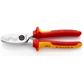 Knipex VDE/1000V Approved Flush Cable Shear 200mm, Tool Steel Jaw, Multi Component Grip 95 16 200