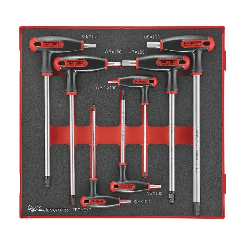 Teng Tools 7 Piece L Metric Hex Key Set Hex Size 2.5 to 8 mm TEDHEX7