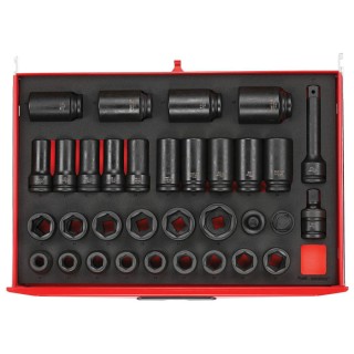 Teng Tools 33-Piece 3/4 in 6 Point Impact Socket Set TTEISK33, Chrome Molybdenum Steel, Hex Drive, Taiwan