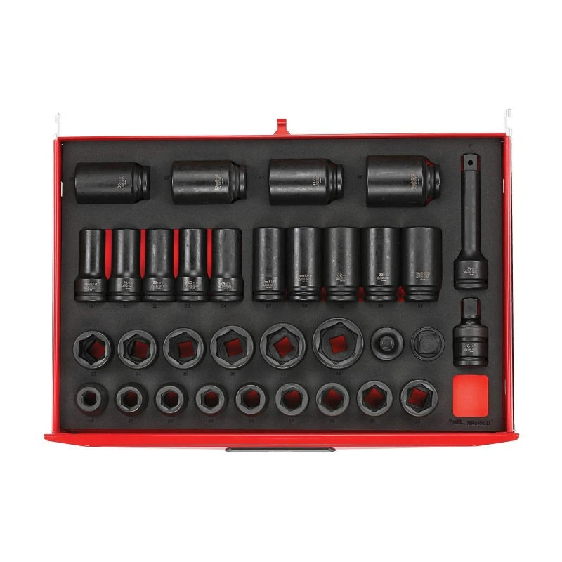 Teng Tools 33-Piece 3/4 in 6 Point Impact Socket Set TTEISK33, Chrome Molybdenum Steel, Hex Drive, Taiwan