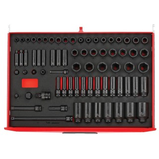 Teng Tools 73-Piece 1/2 in, 3/8 in Hexagon Impact Socket Set with Chrome Molybdenum Steel Black Oxide Finish TTEISK73