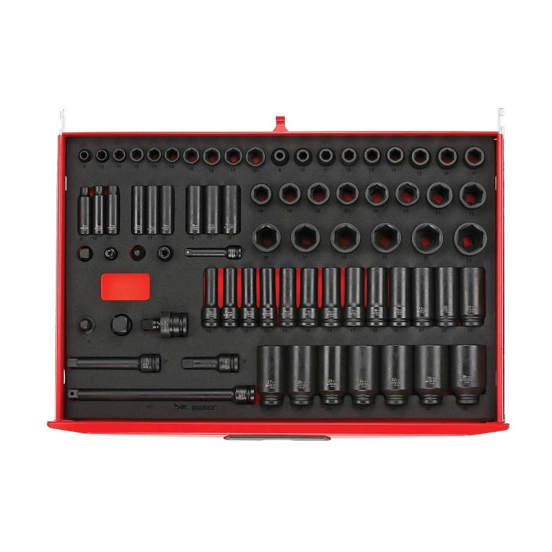 Teng Tools 73-Piece 1/2 in, 3/8 in Hexagon Impact Socket Set with Chrome Molybdenum Steel Black Oxide Finish TTEISK73