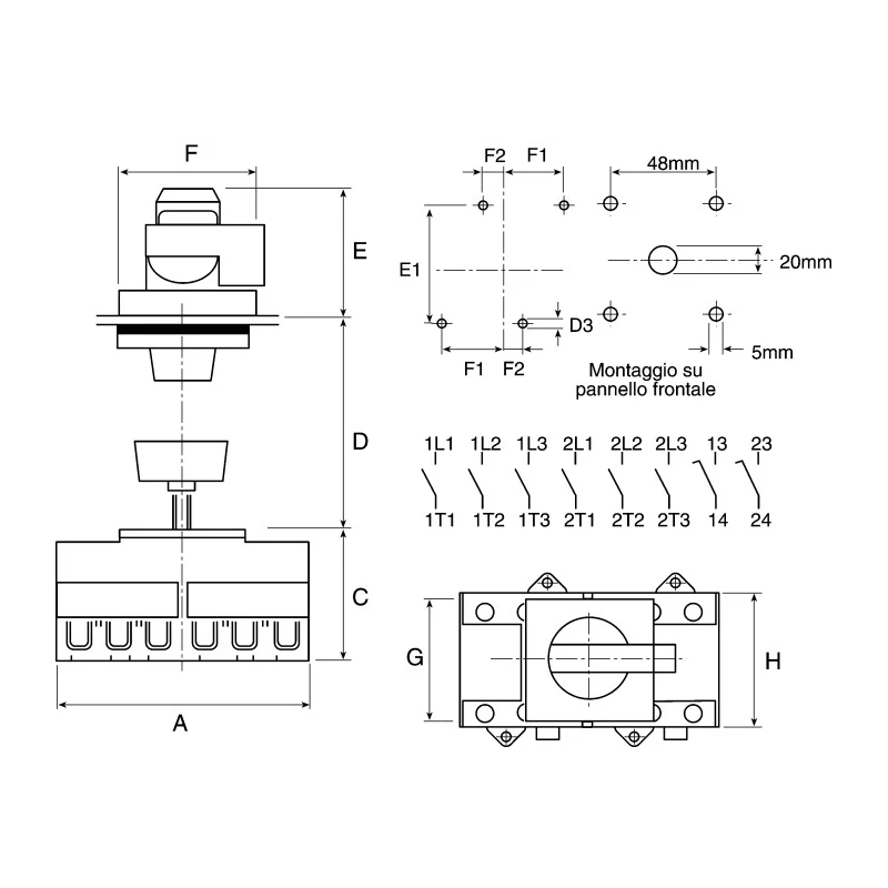 Kraus & Naimer 6-Pole Front Panel Isolator Switch IP65, 40A Switching Current, 15 kW Power Rating KG41B.T206/GBA010.VE