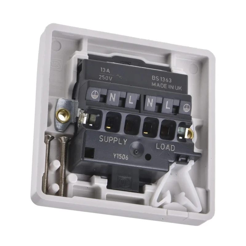 MK Electric 13A 1 Gang Fused Spur with Screwless Logic Plus Flush Mounting High Gloss White Finish K337 WHI
