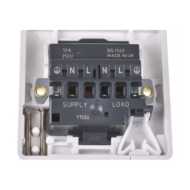 MK Electric 13A 1 Gang Fused Spur with Screwless Logic Plus Flush Mounting High Gloss White Finish K337 WHI