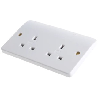 MK Electric 13A White 2 Gang Plug Socket Logic Plus, Indoor Type G British K781 WHI