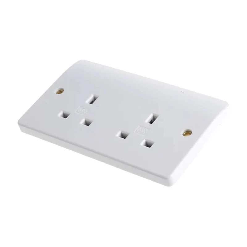 MK Electric 13A White 2 Gang Plug Socket Logic Plus, Indoor Type G British K781 WHI