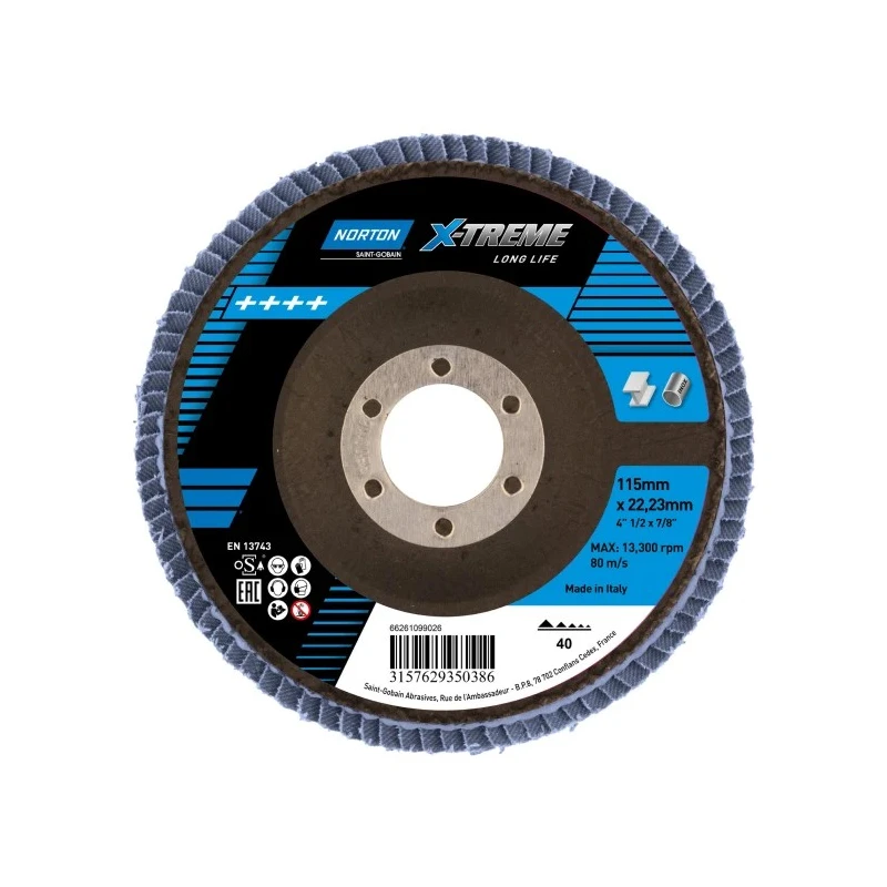 Norton Zirconium Abrasive Disc Flap Disc 115 mm 40 Grit 78072726071