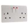 MK Electric 13A White 2 Gang Plug Socket Logic Plus Flush Mount Indoor Type G K2647 WHI
