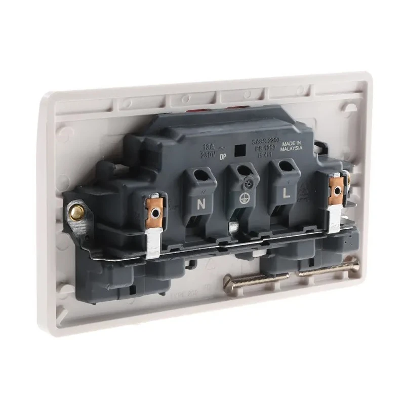 MK Electric 13A White 2 Gang Plug Socket Logic Plus Flush Mount Indoor Type G K2647 WHI