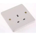 MK Electric 13A White 1 Gang Plug Socket Logic Plus Indoor Type G Flush, Surface Mount K780 WHI