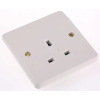 MK Electric 13A White 1 Gang Plug Socket Logic Plus Indoor Type G Flush, Surface Mount K780 WHI