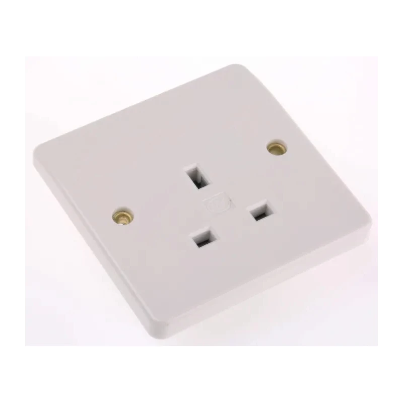 MK Electric 13A White 1 Gang Plug Socket Logic Plus Indoor Type G Flush, Surface Mount K780 WHI