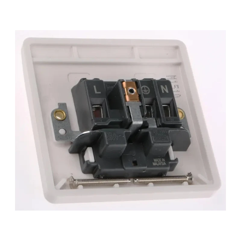 MK Electric 13A White 1 Gang Plug Socket Logic Plus Indoor Type G Flush, Surface Mount K780 WHI