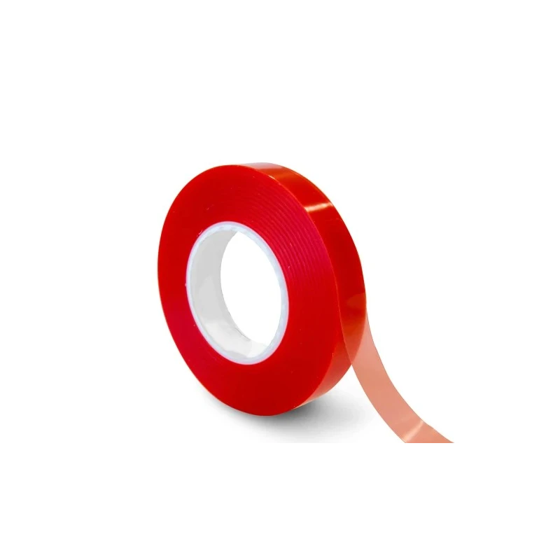 RS PRO Red Double Sided Polyester Tape 38mm x 50m, 2.5N/cm Adhesion Strength, Modified Transparent Solvent Based 223-1091
