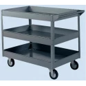 RS PRO 3 Tier Metal Workshop Rubber Wheel Trolley 910 mm Platform Length 250 kg Load Capacity 388-9991