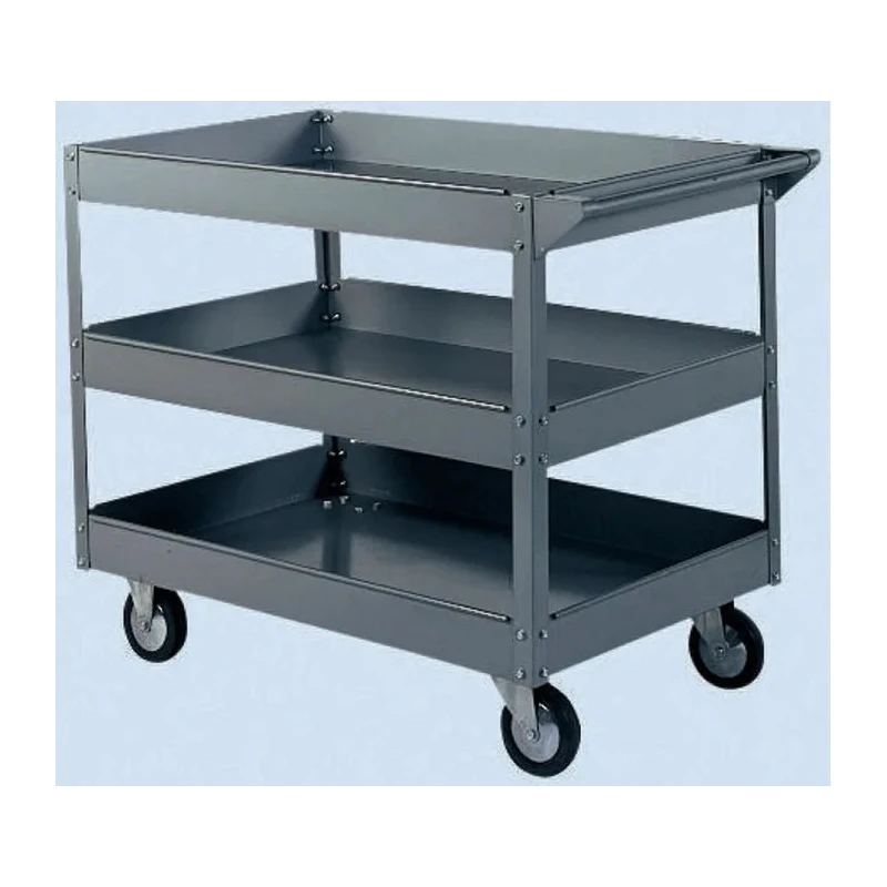 RS PRO 3 Tier Metal Workshop Rubber Wheel Trolley 910 mm Platform Length 250 kg Load Capacity 388-9991