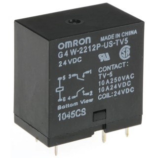 Omron Power Relay PCB Mount DPST 24V DC Coil 10A Switching Current G4W-2212P-US-TV5 DC24