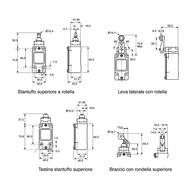 Honeywell Technologies GLA Series Roller Lever Limit Switch 2 NC/2 NO IP67 Die Cast Zinc Housing 600V AC 6A 