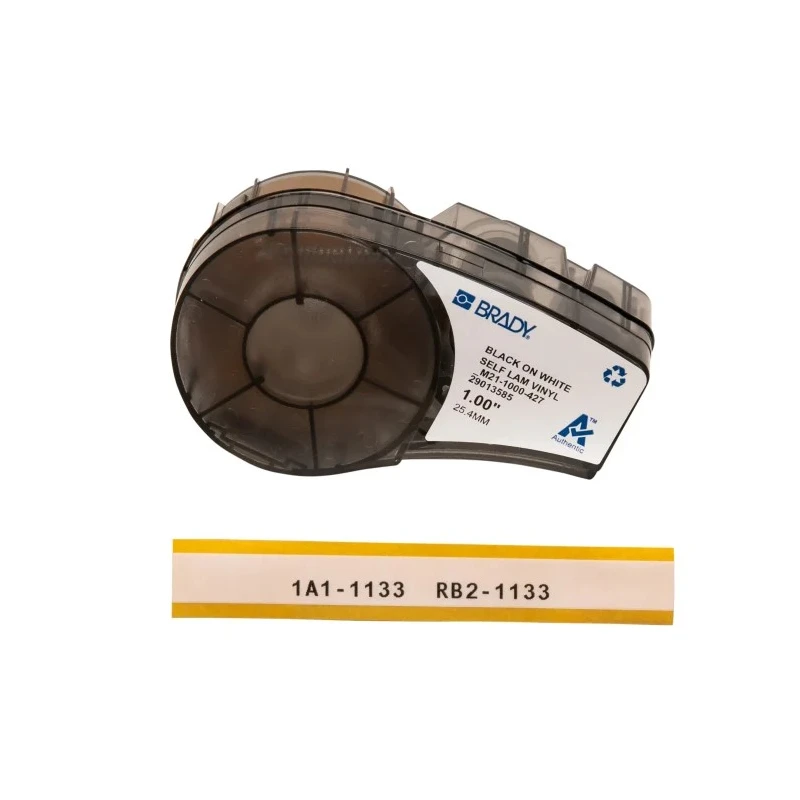 Brady Black on Transparent White Label Printer Tape, 25.4 mm Width, 4.27 m Length, Laminated, Compatible with M21-1000-427
