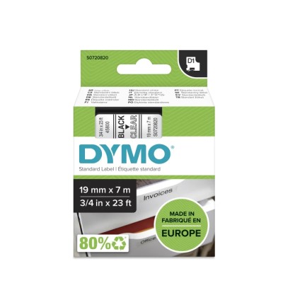 Dymo Black on Clear Label Printer Tape 7 m Length 19 mm Width S0720820